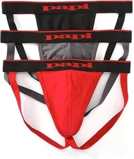 Papi Men's 3-Pack Jockstrap, Athletic Supporter, Breathable Workout Underwear