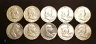 $5 Face Value 10 Coins 90% Silver Franklin Half Dollars ~ Mix Dates ~ Lot #4