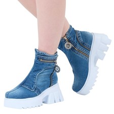Denim Boots Shoes, Handmade Women's Sports Boots/Birthday Gift