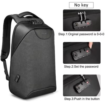 No Key Anti theft TSA Lock Fashion 15.6 inch USB Charging Laptop School Backpack