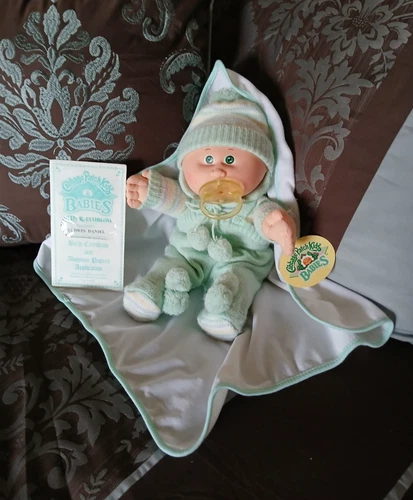 VHTF Vtg Cabbage Patch Bean Babies Doll Knit OUTFIT BLANKET PACI NO POX