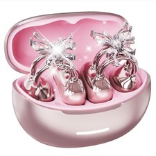Clip-On Open Ear Earbuds with Detachable Crystal Butterfly Earrings, Bluetoot...