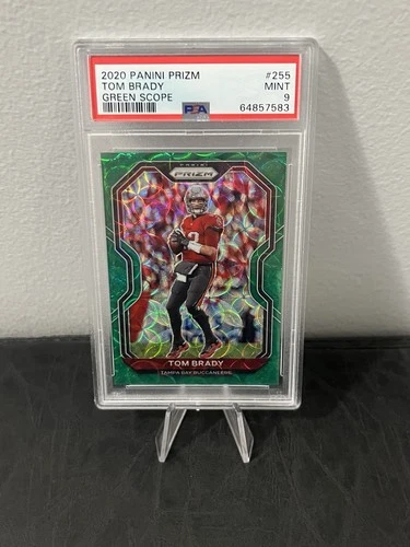 2020 Panini Prizm Tom Brady Green Scope Prizm /75 #255 PSA 9 Buccaneers