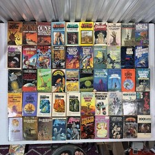 LOT of 50 Vintage Sci Fi Paperback Books Asimov Herbert Burroughs Robeson & MORE
