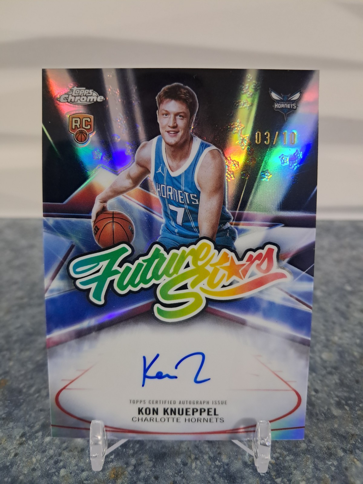 2025-26 Topps Chrome Kon Knueppel Future Stars Auto Black 03/10 RC Very Rare!!