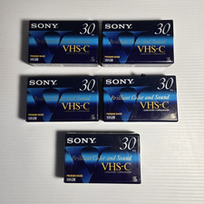 New Qty 5 Sony Premium Grade VHS-C Camcorder Videocassettes TC-30 30 Min Blank