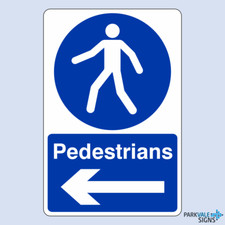 Pedestrians Arrow Left Safety Sign