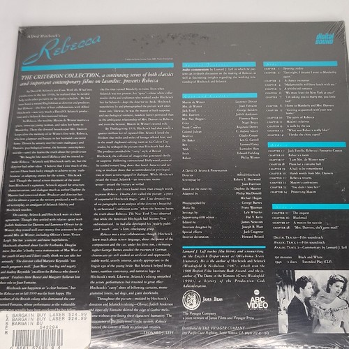 Alfred Hitchcocks Rebecca Laserdisc LD The Criterion Collection Laurence Olivier - Picture 4 of 6