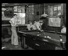 1940 Pool Hall PHOTO Billiards Great Depression General Store Vintage Game Room