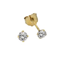 F Ohrstecker 333/- Gold Zirkonia Weiß 0,3Cm Damen GläNzend Neu