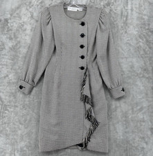 Vintage RB Design Group Dress Womens 4 Wrap Fringe Houndstooth Plaid Preppy