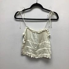 Vero Moda Womens Blouse Solid Beige Satin Sleeveless Spaghetti Strap M New