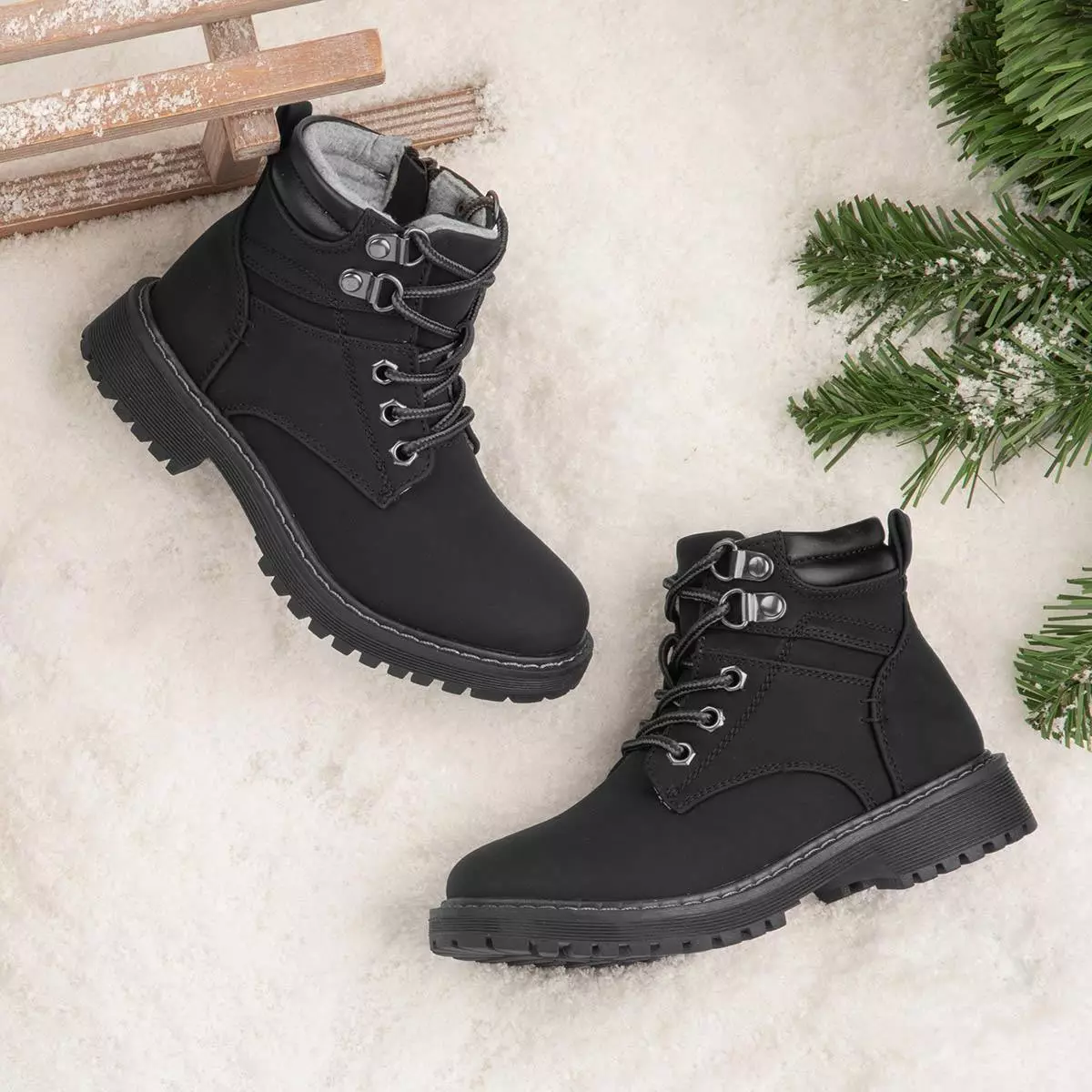 Boys black lace up boots cheap