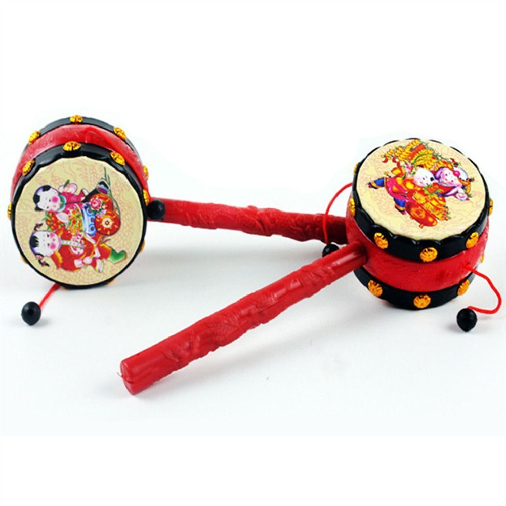 Traditional Style Spin Rattle Drum Chinese Hand Rattle Bell Baby Kids eBay