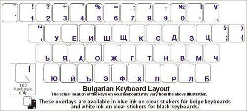 Bulgarian Keyboard Stickers Reverse Print White Letter - Picture 1 of 1