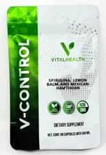 Vital Health V-CONTROL 60 Capsules with Spirulina, Lemon Balm, Mexican Hawthorn