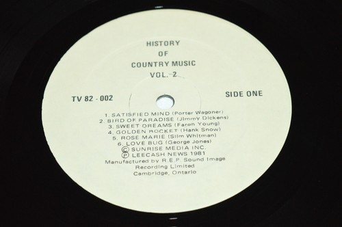 HISTORY OF COUNTRY MUSIC Volume 2 LP TV-82-002 Hank Snow Williams Porter Wagoner - Picture 3 of 4