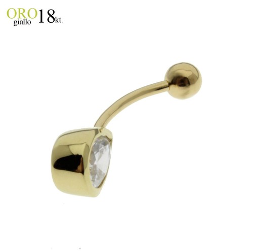 Piercing ombelico belly ORO GIALLO 18kt. a GOCCIA zircone yellow GOLD 18kt. - Foto 7 di 11