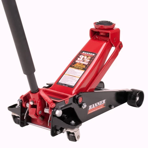 Black/Red Fast Lift Service Heavy Vehicles Floor Jack Steel Tool 3.5Ton Capacity