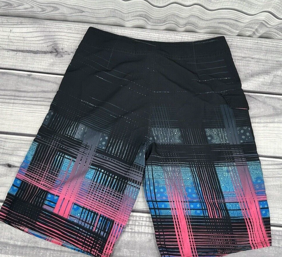 OAKLEY PAISLEY PRINT BOARD SHORTS  Men's Size 30 BLACK / PINK / BLUE - Image 4 of 4