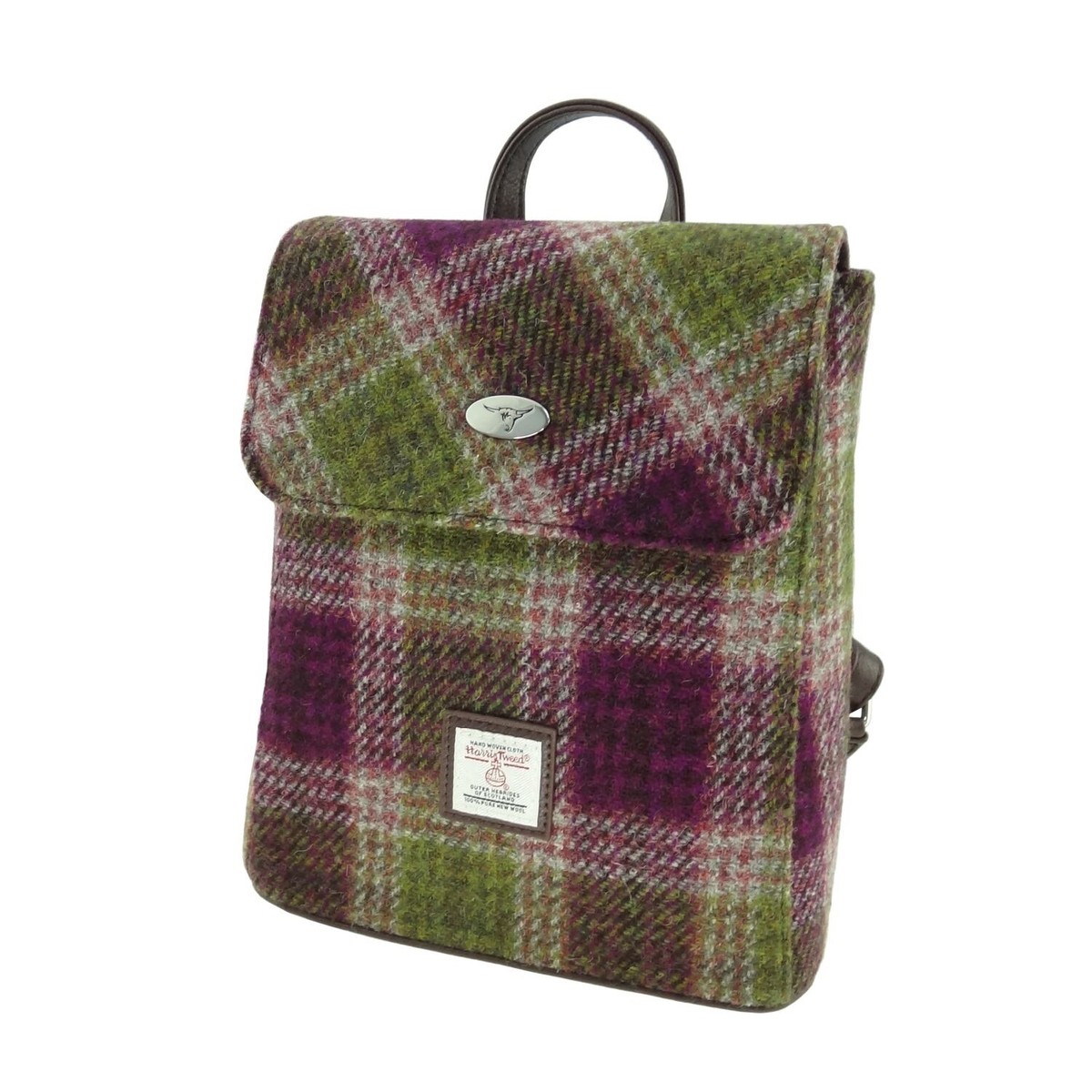Damen Authentisch Harris Tweed Mini Rucksack Heather Kariert