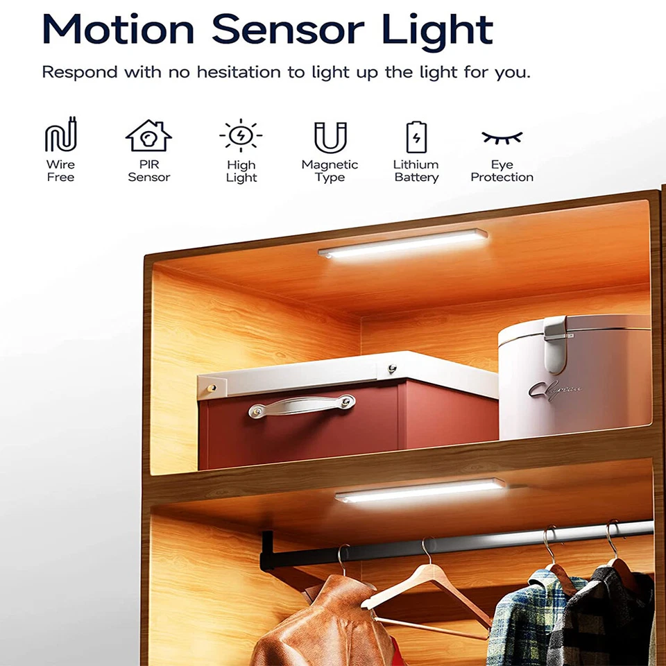 LED Motion Sensor Under Closet Light Rechargeable Magnetic Dimmable Cabinet Lamp - image 4 of 4