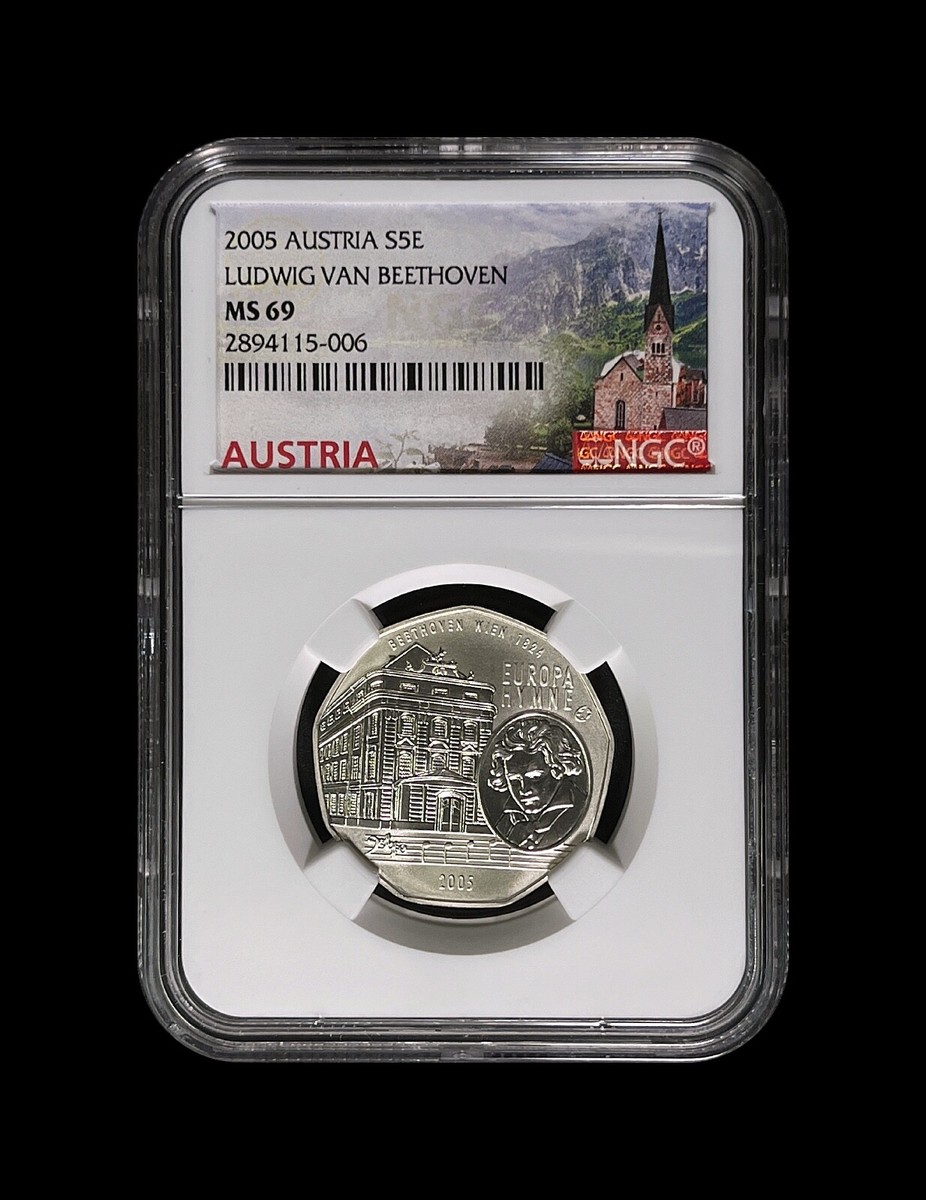 AUSTRIA. 2005, 5 Euro, Silver - NGC MS69 - Top Pop 🥇 Ludwig Van