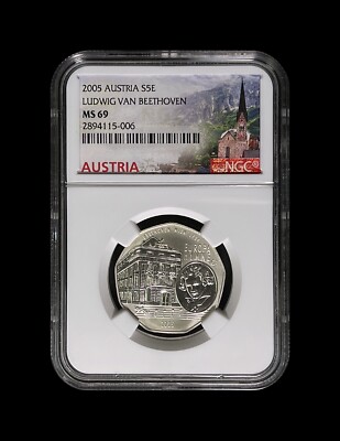AUSTRIA. 2005, 5 Euro, Silver - NGC MS69 - Top Pop 🥇 Ludwig Van