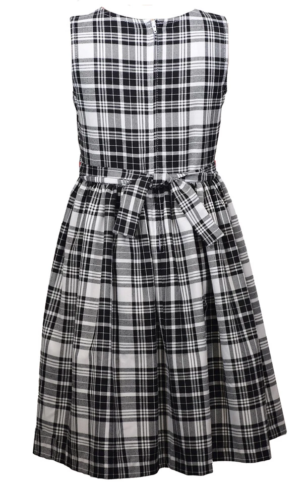 Bonnie Jean Girls 4-16 Christmas Holiday Plaid Party Dress Red Cardigan Outfit - Image 2 of 3