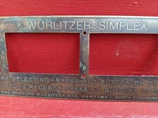 Wurlitzer Simplex Jukebox for 78's Title Board, North Tonawanda NY, 1930's era