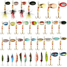 100 Pcs Fishing Lures Spinner Baits Metal Trout Lures Fishing Spinners and Spinn