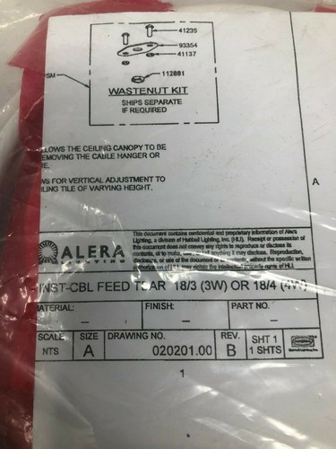 Alera Lighting CM48SCF3-KIT Adjustable Hanger Kit 300V Max. 83100570 - Picture 3 of 3