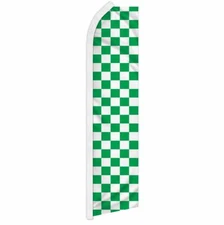"GREEN & WHITE CHECK" advertising super flag swooper banner business checker