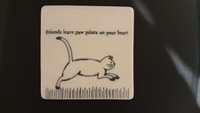 Wei&szlig;e Keramik Untersetzer mit Katze. Sch&ouml;nes Geschenk f&uuml;r einen Freund. Nagelneu