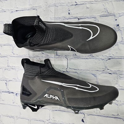 Nike Alpha Menace Elite 3 Flyknit Football Cleats Black CT6648-010 MENS SZ 18