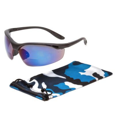 Calabria 91348 BIFOCAL Safety Glasses Z87 Impact Rated Black & Blue Mirror +1.50