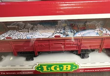 LGB G Scale Train 45110 Christmas Graphics Covered Gondola Made in Germany NIB