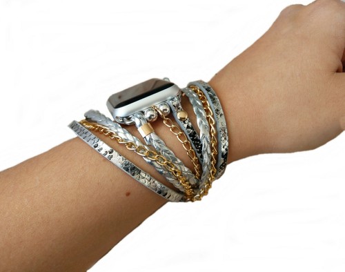 Apple Watch Band Silver Snakeskin iWatch Bracelet 38 40 42 44 Women Strap |  eBay