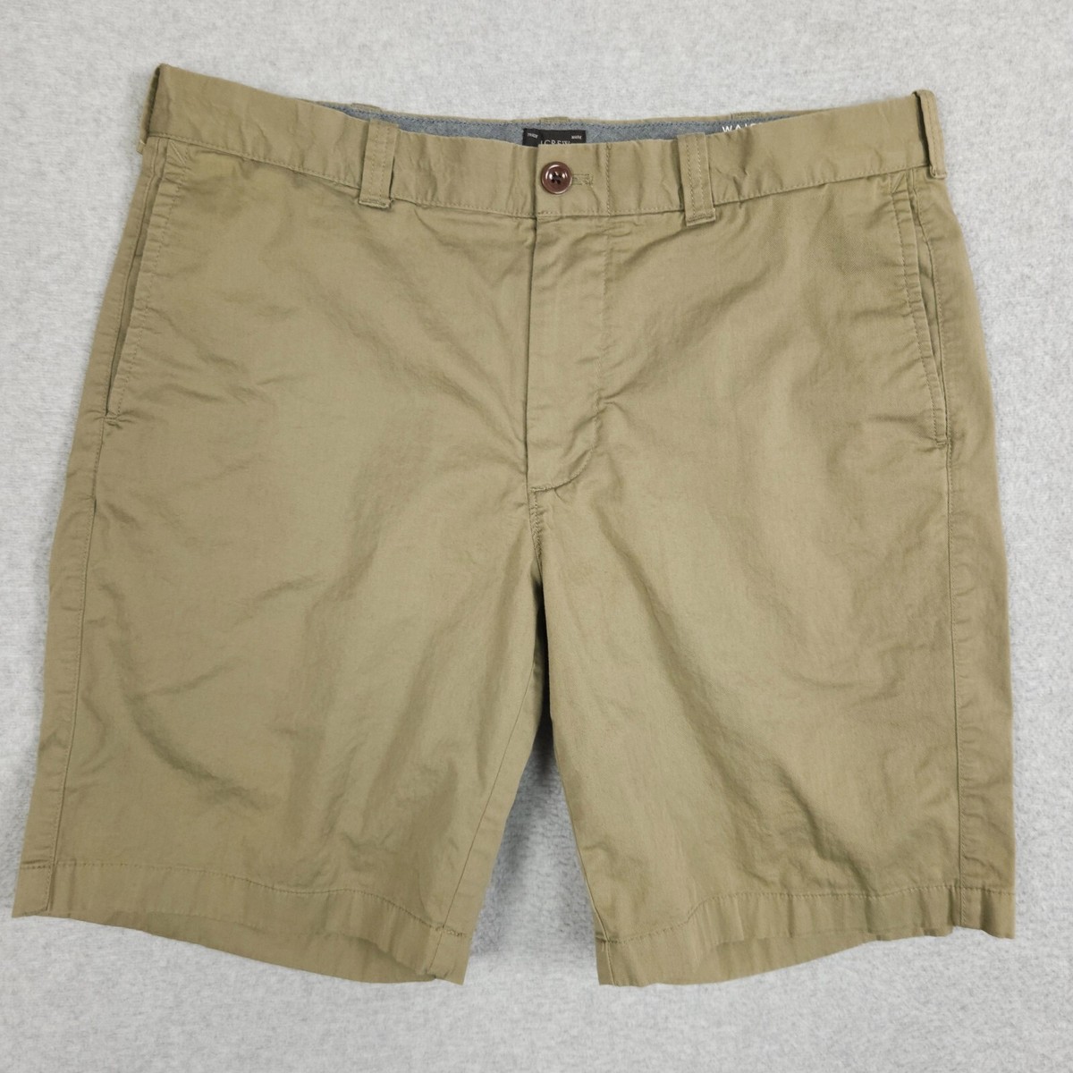 Crew Shorts Men's Size 34 Green Flat Front Cotton Chino Casual