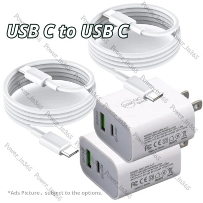 For Android Samsung Type C Cable QC 3.0 PD 20W Fast Charger Power Adapter Block