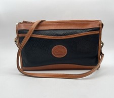 Vintage Dooney and Bourke Purse Shoulder Bag Leather Crossbody Clutch Black Tan