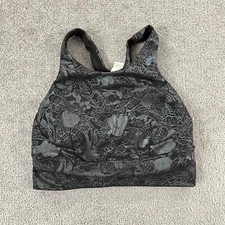 LULULEMON Bra Wunder Train Long Line Womens Size 6 Flourish Black LW2DC0S