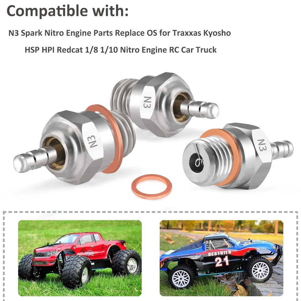 N3 Hot Spark Glow Plug for RC Nitro Engines Car Truck Buggy Pack of 5, Spark ... - Image 4 of 4