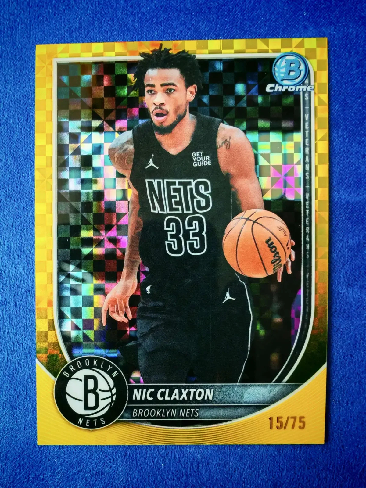 2026 Bowman Chrome Nic Claxton Yellow X-fractor /75