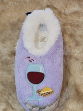Snoozies Women's Slippers NWT Purple Wine Lovers Vino Medium 7/8 New