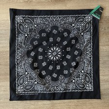 HAV-A-HANK Black Paisley Bandana 21”x21” New With Tags USA Made Cotton