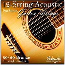 Adagio Pro 12-String Acoustic Guitar Strings - Extra Light Bronze 80/20 Set