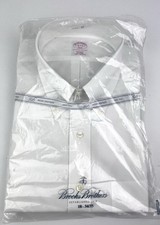 Brooks Brothers Dress Shirt Mens 18 4/5 White Long Sleeve Button Down 346
