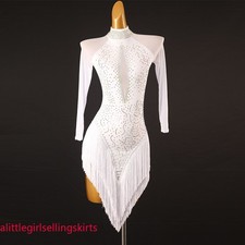 Latin Dance Dress Salsa Tango Cha Cha Ballroom Rhinestone Competition Dress F880