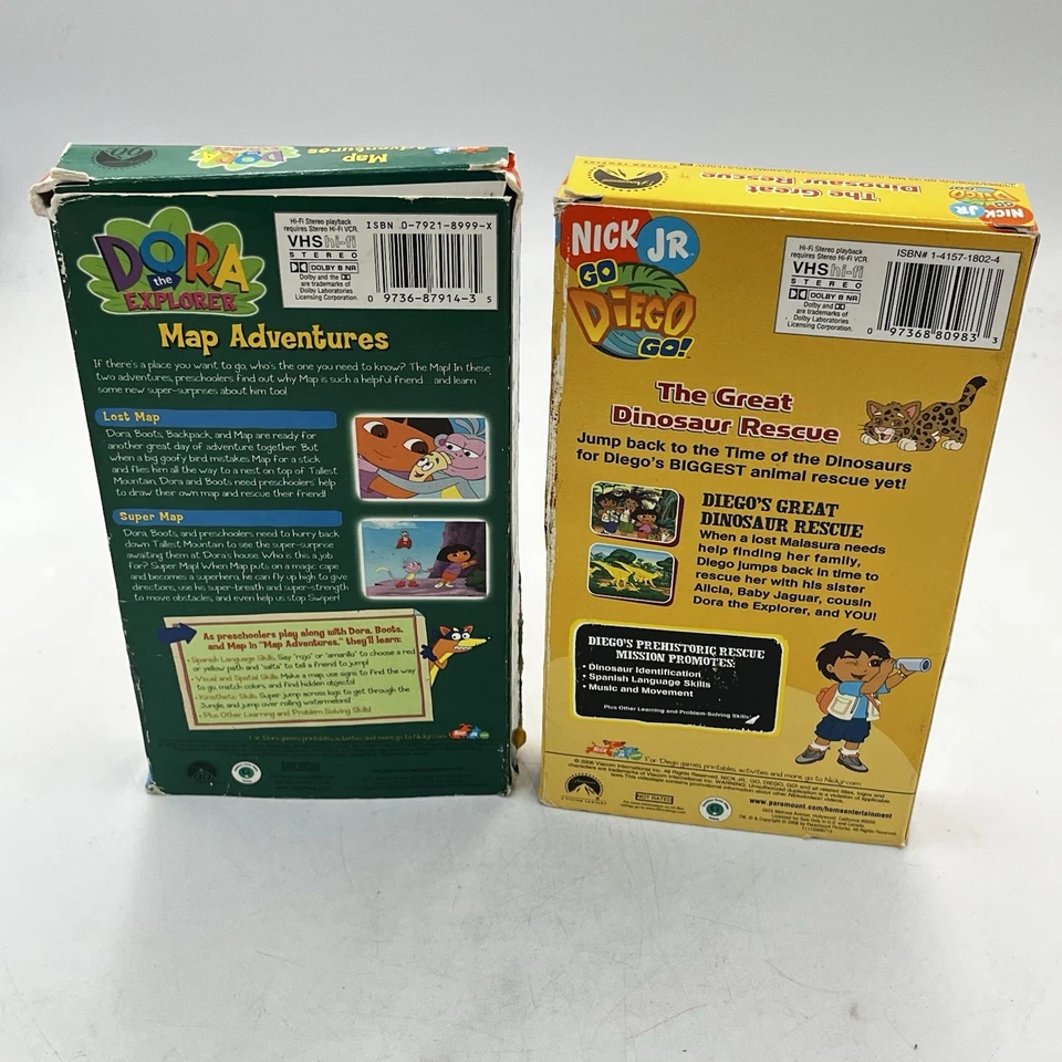 Dora The Explorer Map Adventures & Diego The Great Dinosaur Rescue VHS Lot READ! - Image 3 of 4